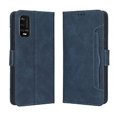 Funda de Cuero Cartera con Soporte Carcasa BY3 para Wiko Power U20 Azul