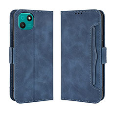 Funda de Cuero Cartera con Soporte Carcasa BY3 para Wiko T10 Azul