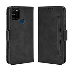 Funda de Cuero Cartera con Soporte Carcasa BY3 para Wiko View5 Negro