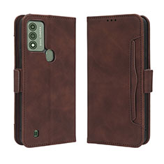 Funda de Cuero Cartera con Soporte Carcasa BY3 para Wiko Voix Marron