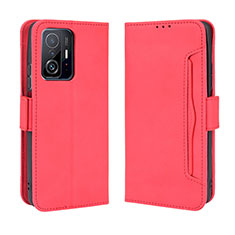 Funda de Cuero Cartera con Soporte Carcasa BY3 para Xiaomi Mi 11T 5G Rojo