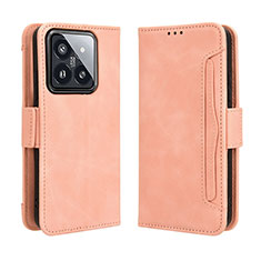 Funda de Cuero Cartera con Soporte Carcasa BY3 para Xiaomi Mi 14 5G Rosa