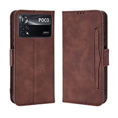 Funda de Cuero Cartera con Soporte Carcasa BY3 para Xiaomi Poco M4 Pro 4G Marron