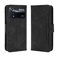 Funda de Cuero Cartera con Soporte Carcasa BY3 para Xiaomi Poco M4 Pro 4G Negro