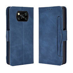 Funda de Cuero Cartera con Soporte Carcasa BY3 para Xiaomi Poco X3 Azul