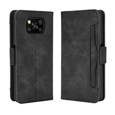 Funda de Cuero Cartera con Soporte Carcasa BY3 para Xiaomi Poco X3 NFC Negro