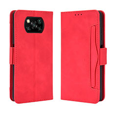 Funda de Cuero Cartera con Soporte Carcasa BY3 para Xiaomi Poco X3 Pro Rojo