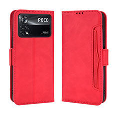 Funda de Cuero Cartera con Soporte Carcasa BY3 para Xiaomi Poco X4 Pro 5G Rojo