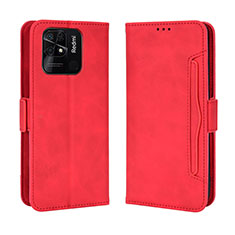 Funda de Cuero Cartera con Soporte Carcasa BY3 para Xiaomi Redmi 10C 4G Rojo