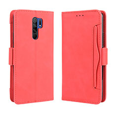 Funda de Cuero Cartera con Soporte Carcasa BY3 para Xiaomi Redmi 9 Prime India Rojo