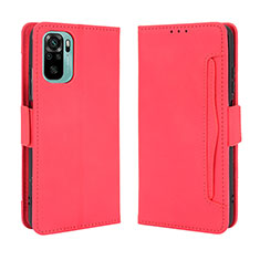 Funda de Cuero Cartera con Soporte Carcasa BY3 para Xiaomi Redmi Note 10 4G Rojo