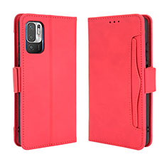 Funda de Cuero Cartera con Soporte Carcasa BY3 para Xiaomi Redmi Note 10T 5G Rojo