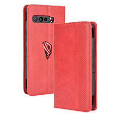 Funda de Cuero Cartera con Soporte Carcasa BY4 para Asus ROG Phone 3 Rojo