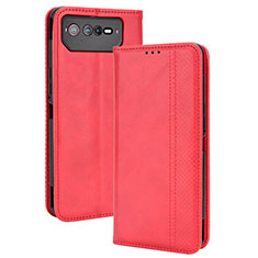 Funda de Cuero Cartera con Soporte Carcasa BY4 para Asus ROG Phone 6 Pro Rojo