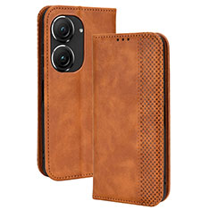 Funda de Cuero Cartera con Soporte Carcasa BY4 para Asus ZenFone 10 Marron