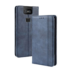 Funda de Cuero Cartera con Soporte Carcasa BY4 para Asus Zenfone 6 ZS630KL Azul