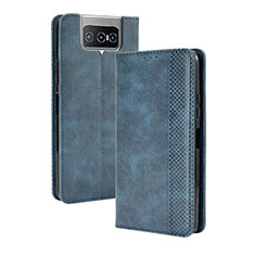 Funda de Cuero Cartera con Soporte Carcasa BY4 para Asus Zenfone 7 Pro ZS671KS Azul