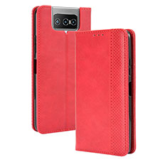 Funda de Cuero Cartera con Soporte Carcasa BY4 para Asus Zenfone 7 Pro ZS671KS Rojo