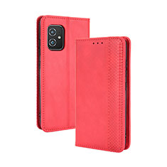 Funda de Cuero Cartera con Soporte Carcasa BY4 para Asus ZenFone 8 Mini Rojo