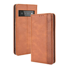 Funda de Cuero Cartera con Soporte Carcasa BY4 para Google Pixel 6 Pro 5G Marron