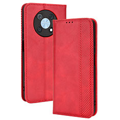 Funda de Cuero Cartera con Soporte Carcasa BY4 para Huawei Enjoy 50 Pro Rojo