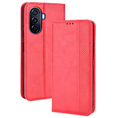 Funda de Cuero Cartera con Soporte Carcasa BY4 para Huawei Enjoy 50 Rojo