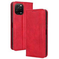 Funda de Cuero Cartera con Soporte Carcasa BY4 para Huawei Enjoy 50z Rojo