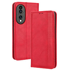 Funda de Cuero Cartera con Soporte Carcasa BY4 para Huawei Honor 70 5G Rojo