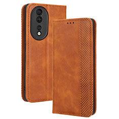 Funda de Cuero Cartera con Soporte Carcasa BY4 para Huawei Honor 80 5G Marron