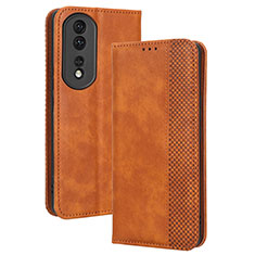 Funda de Cuero Cartera con Soporte Carcasa BY4 para Huawei Honor 80 Pro 5G Marron