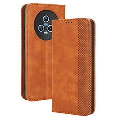 Funda de Cuero Cartera con Soporte Carcasa BY4 para Huawei Honor Magic5 5G Marron