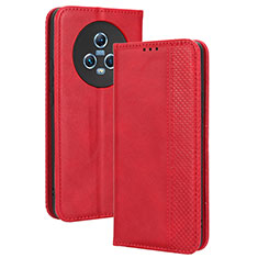 Funda de Cuero Cartera con Soporte Carcasa BY4 para Huawei Honor Magic5 5G Rojo