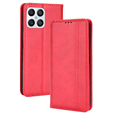 Funda de Cuero Cartera con Soporte Carcasa BY4 para Huawei Honor X8 4G Rojo