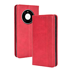 Funda de Cuero Cartera con Soporte Carcasa BY4 para Huawei Mate 40 Rojo