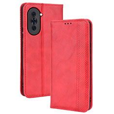 Funda de Cuero Cartera con Soporte Carcasa BY4 para Huawei Nova 10 Rojo