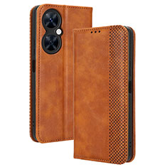 Funda de Cuero Cartera con Soporte Carcasa BY4 para Huawei Nova 11i Marron