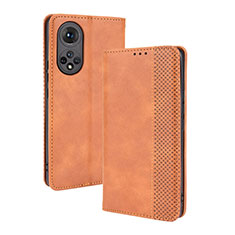 Funda de Cuero Cartera con Soporte Carcasa BY4 para Huawei Nova 9 Marron