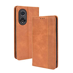 Funda de Cuero Cartera con Soporte Carcasa BY4 para Huawei Nova 9 Pro Marron