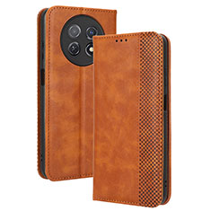 Funda de Cuero Cartera con Soporte Carcasa BY4 para Huawei Nova Y91 Marron