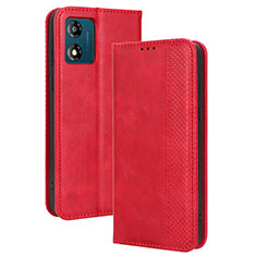 Funda de Cuero Cartera con Soporte Carcasa BY4 para Motorola Moto E13 Rojo