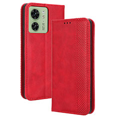 Funda de Cuero Cartera con Soporte Carcasa BY4 para Motorola Moto Edge (2023) 5G Rojo