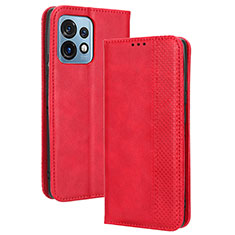 Funda de Cuero Cartera con Soporte Carcasa BY4 para Motorola Moto X40 5G Rojo