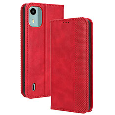 Funda de Cuero Cartera con Soporte Carcasa BY4 para Nokia C12 Plus Rojo