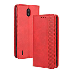 Funda de Cuero Cartera con Soporte Carcasa BY4 para Nokia C2 Rojo