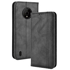 Funda de Cuero Cartera con Soporte Carcasa BY4 para Nokia C200 Negro