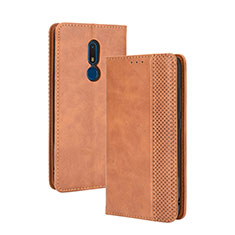 Funda de Cuero Cartera con Soporte Carcasa BY4 para Nokia C3 Marron