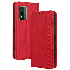 Funda de Cuero Cartera con Soporte Carcasa BY4 para Nokia XR21 Rojo