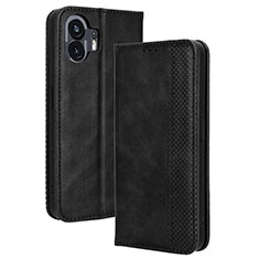 Funda de Cuero Cartera con Soporte Carcasa BY4 para Nothing Phone 2 Negro