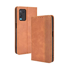 Funda de Cuero Cartera con Soporte Carcasa BY4 para Oppo A54 4G Marron