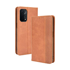 Funda de Cuero Cartera con Soporte Carcasa BY4 para Oppo A54 5G Marron